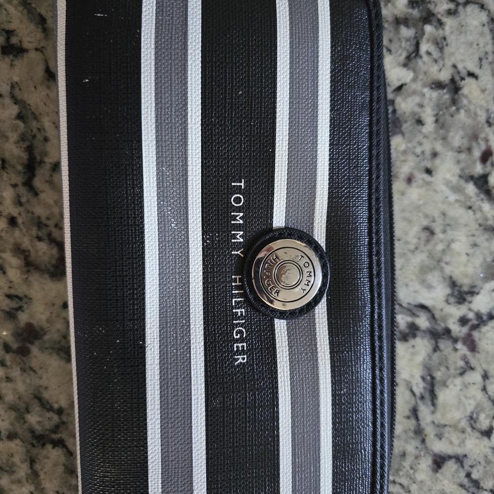 Tommy Hilfiger Black and White Striped Wallet